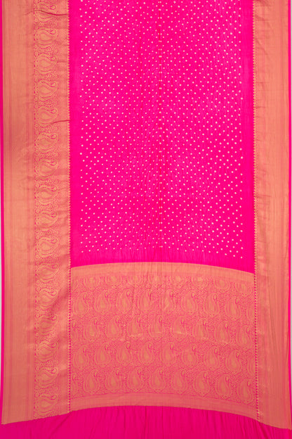 Chiniya Silk Bandhani Pink Saree