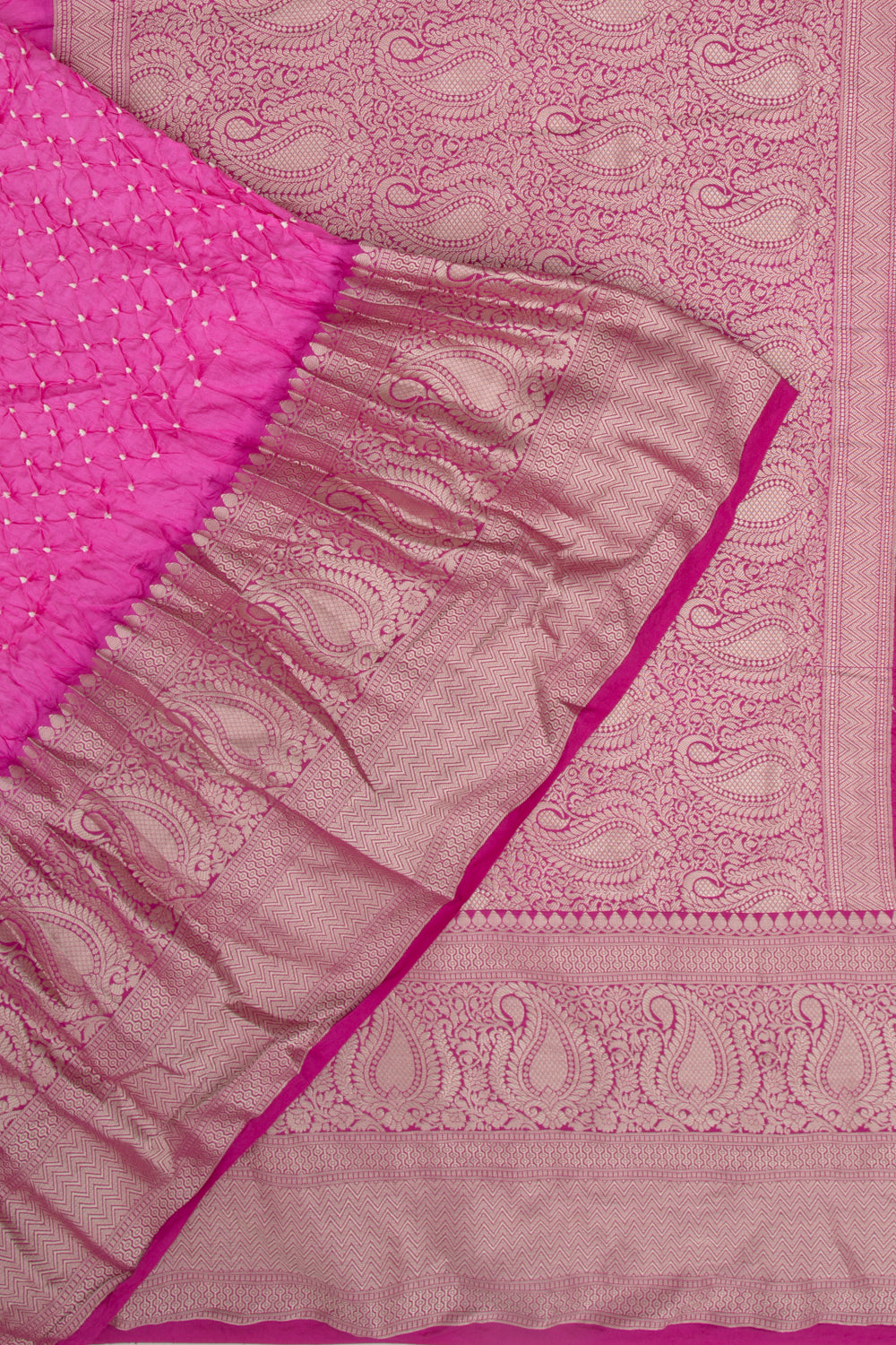Chiniya Silk Bandhani Pink Saree