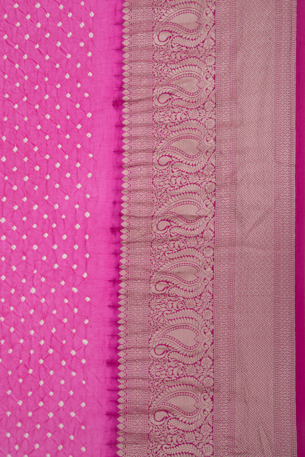 Chiniya Silk Bandhani Pink Saree