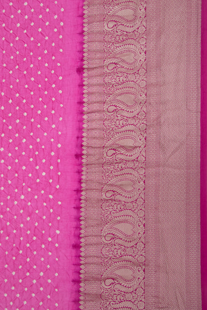 Chiniya Silk Bandhani Pink Saree