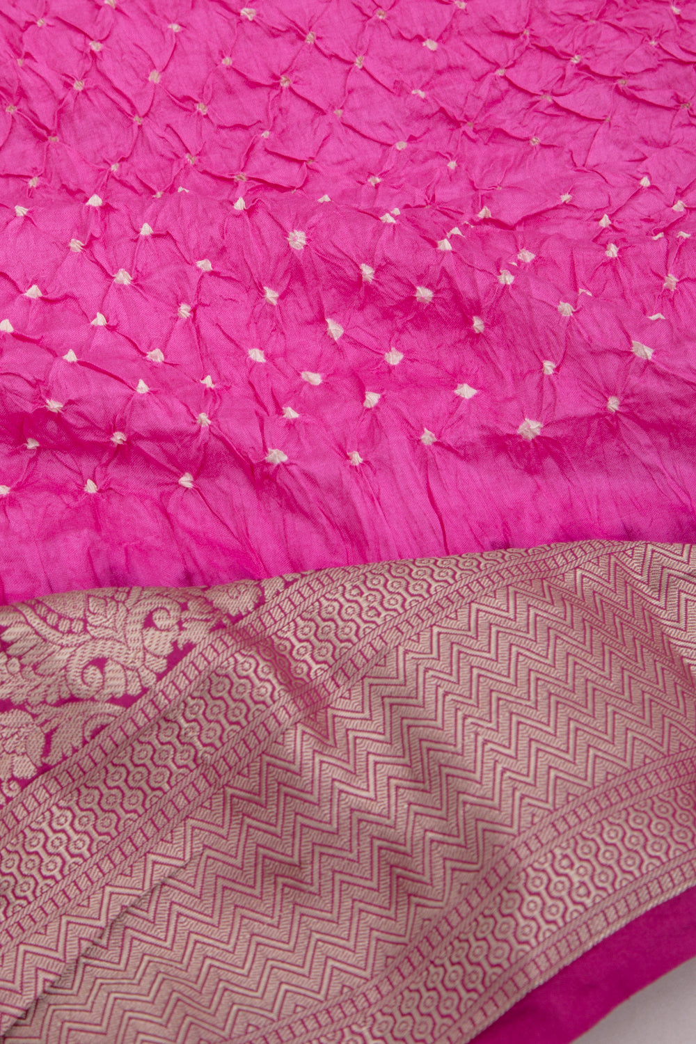 Chiniya Silk Bandhani Pink Saree