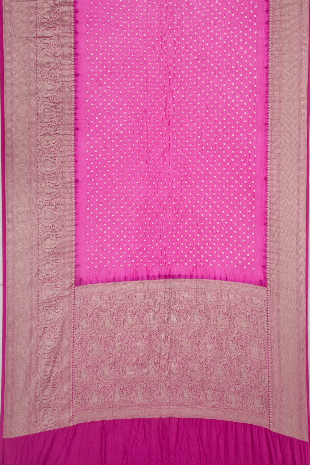 Chiniya Silk Bandhani Pink Saree