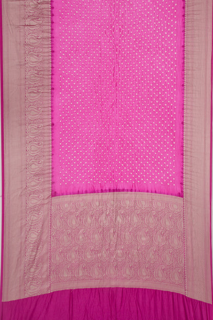Chiniya Silk Bandhani Pink Saree