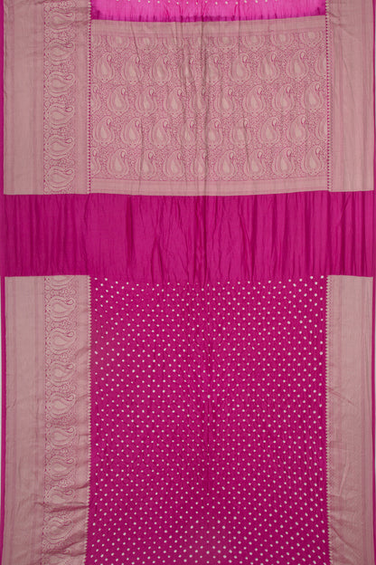 Chiniya Silk Bandhani Pink Saree