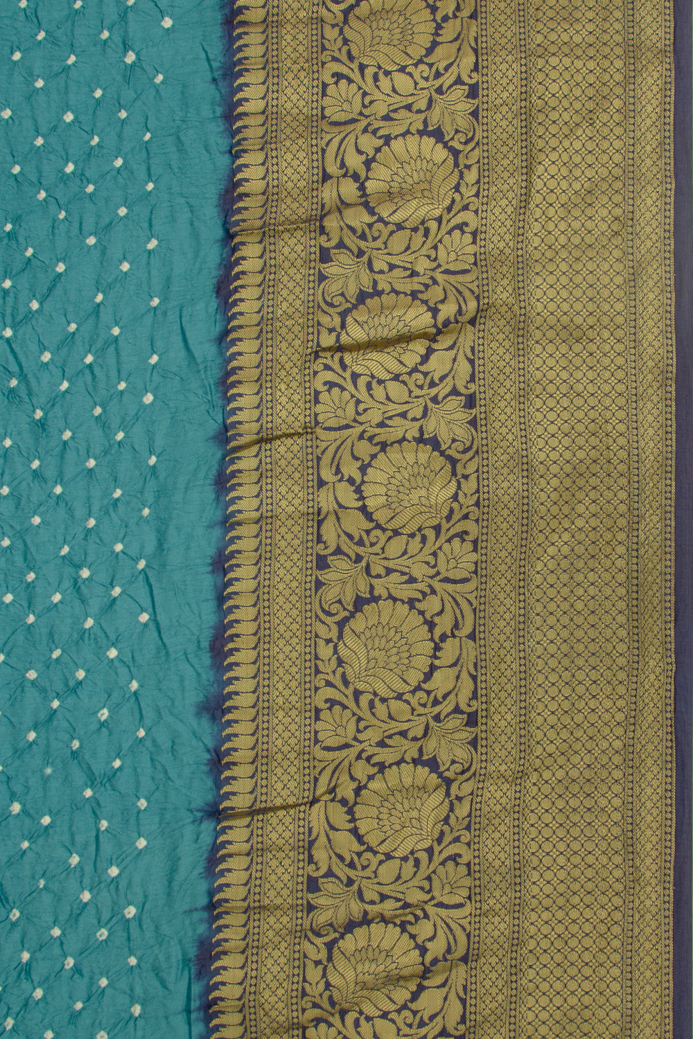 Chiniya Silk Bandhani Teal Blue Saree