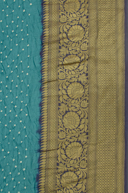 Chiniya Silk Bandhani Teal Blue Saree