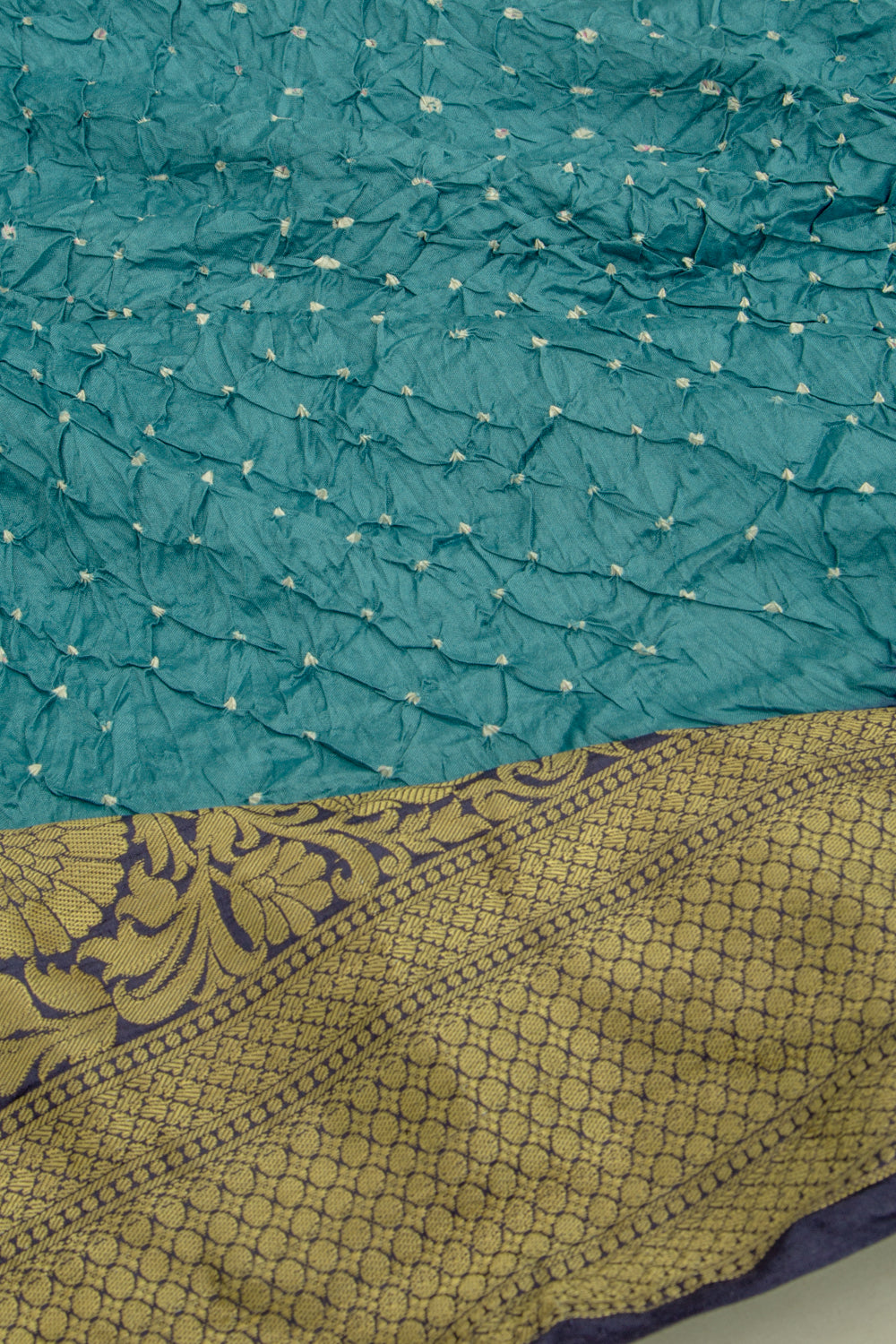 Chiniya Silk Bandhani Teal Blue Saree