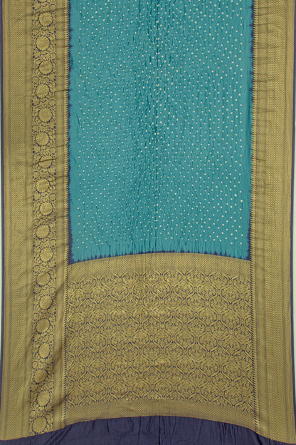 Chiniya Silk Bandhani Teal Blue Saree