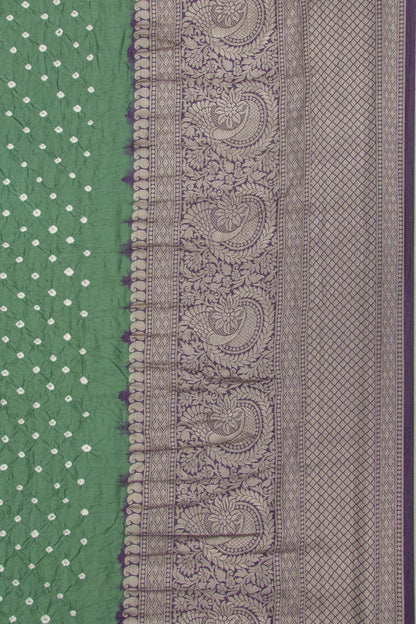 Chiniya Silk Bandhani Green Saree
