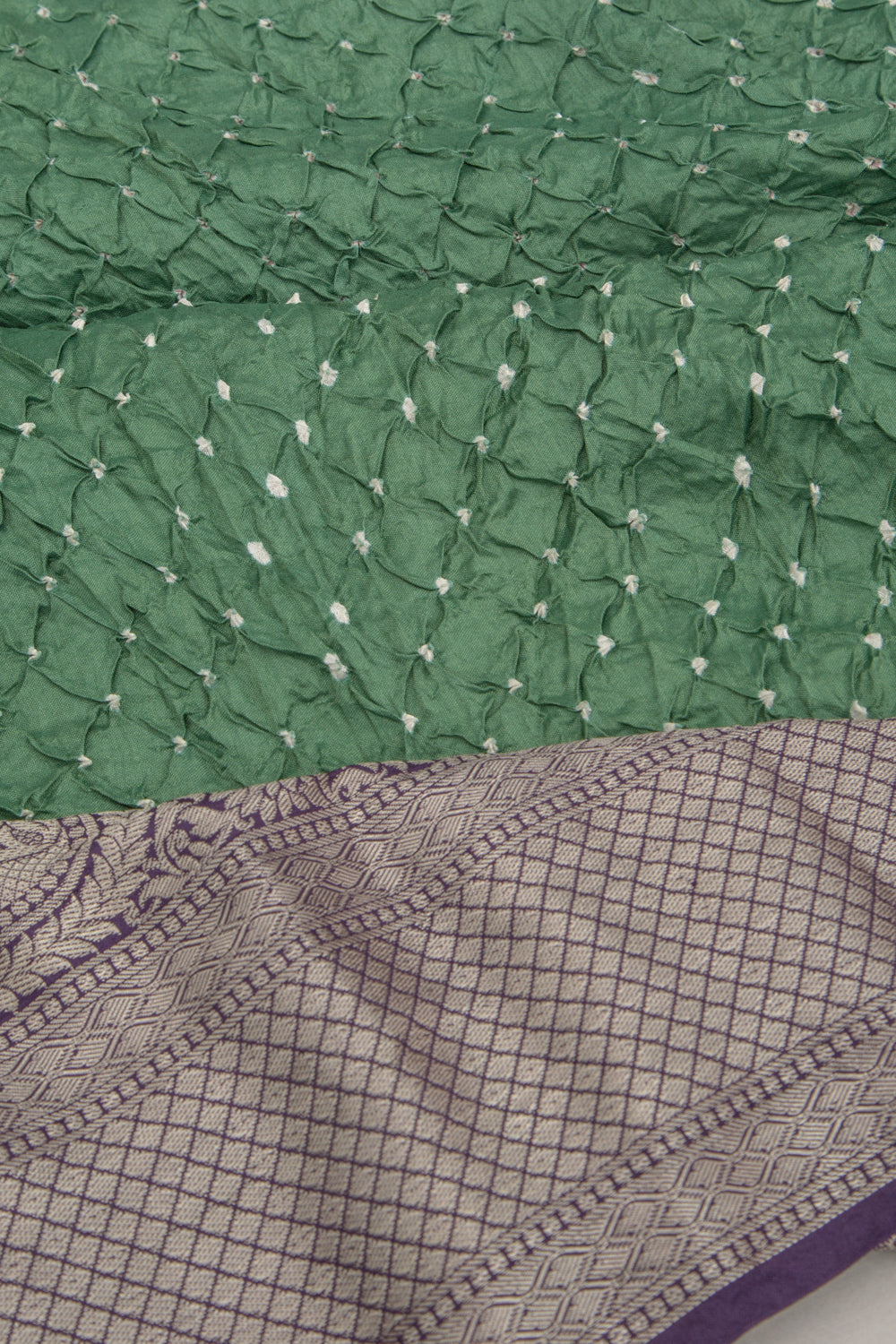 Chiniya Silk Bandhani Green Saree