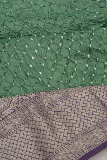 Chiniya Silk Bandhani Green Saree