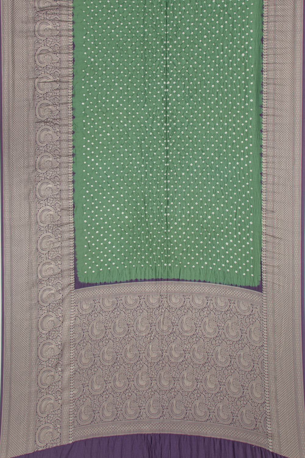 Chiniya Silk Bandhani Green Saree