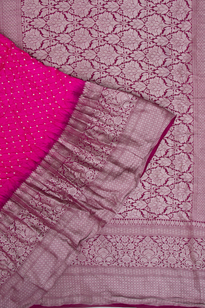 Chiniya Silk Bandhani Pink Saree