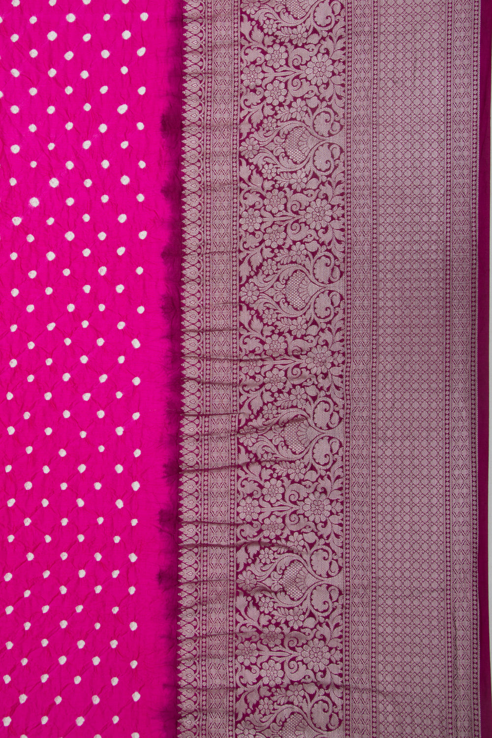 Chiniya Silk Bandhani Pink Saree