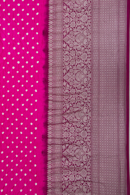 Chiniya Silk Bandhani Pink Saree