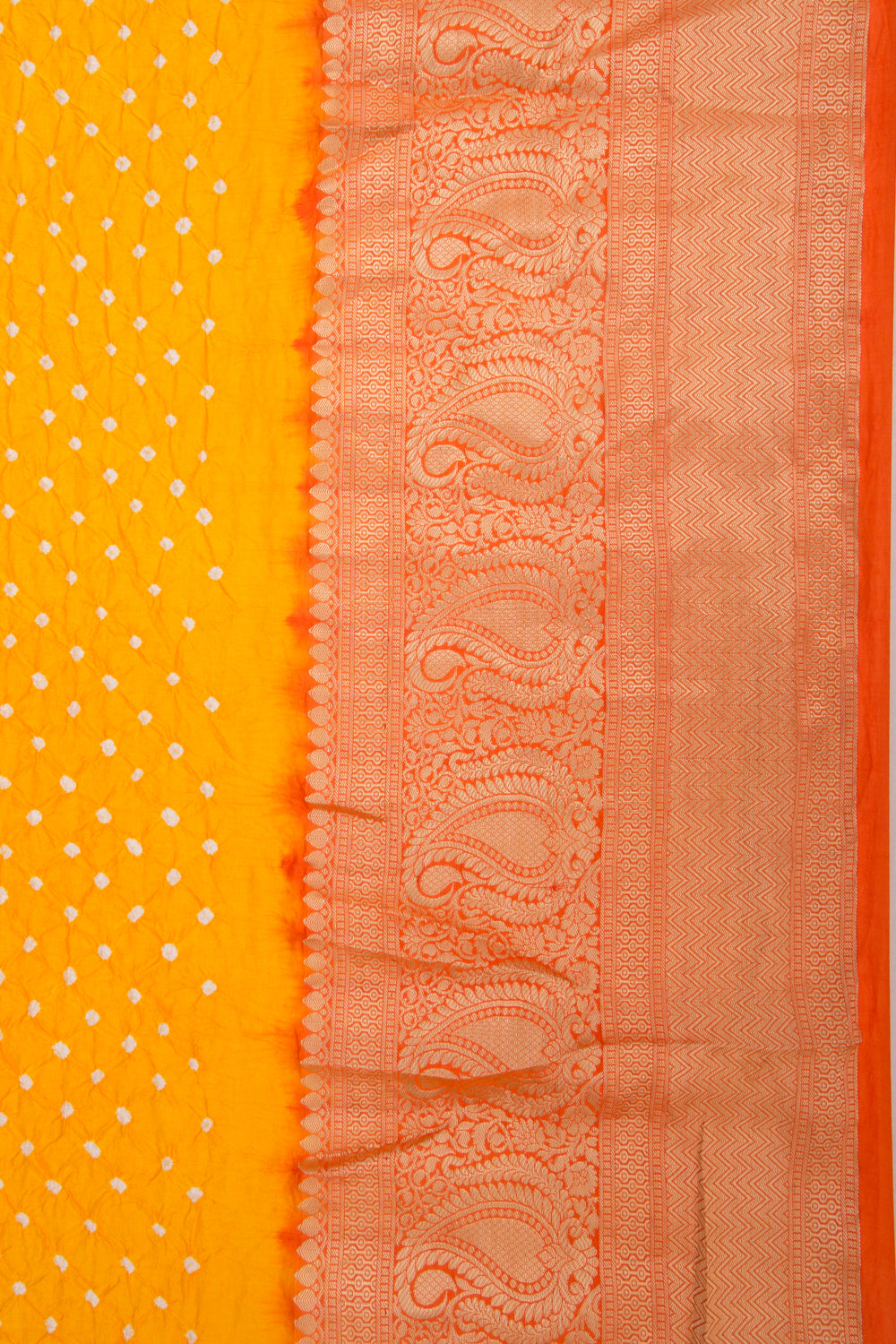Chiniya Silk Bandhani Yellow Saree