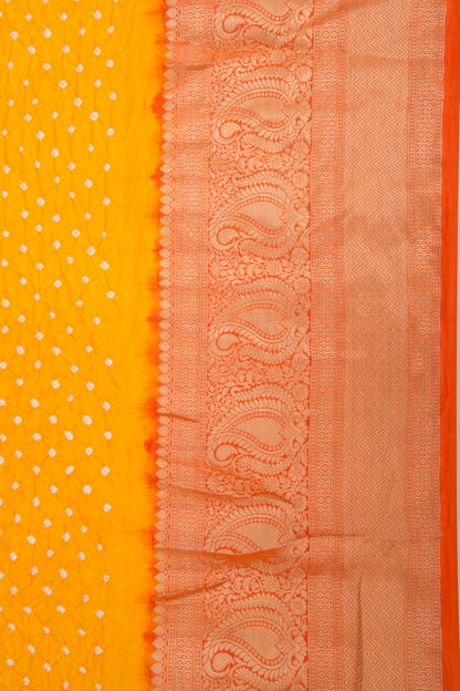 Chiniya Silk Bandhani Yellow Saree