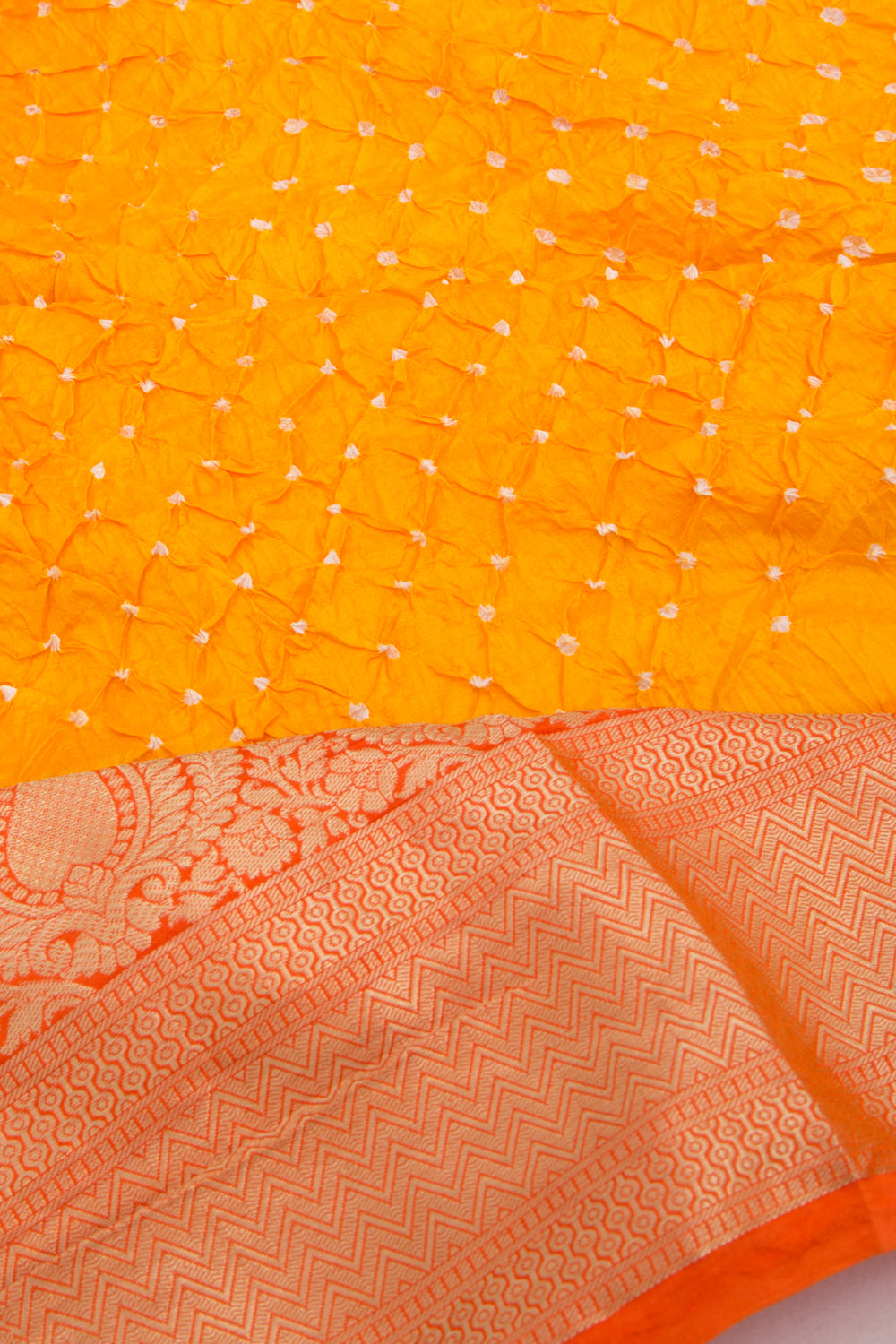Chiniya Silk Bandhani Yellow Saree