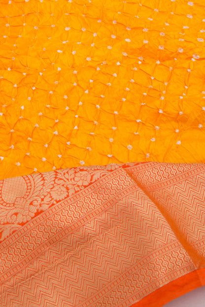 Chiniya Silk Bandhani Yellow Saree