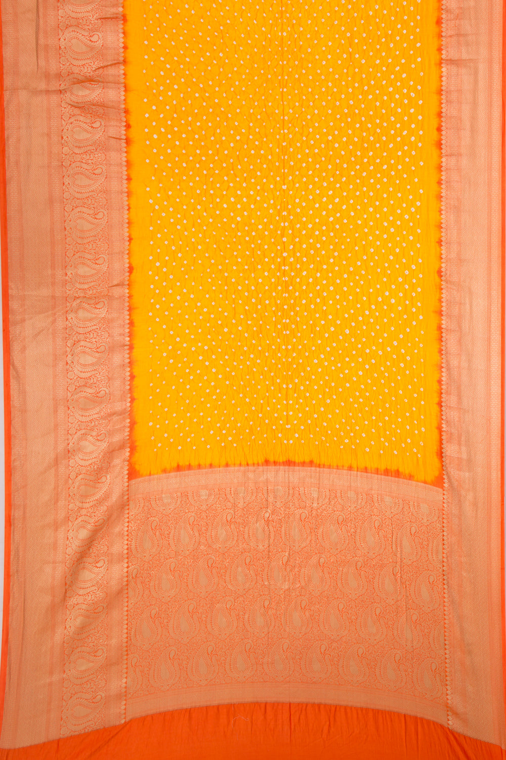 Chiniya Silk Bandhani Yellow Saree