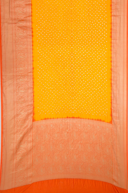 Chiniya Silk Bandhani Yellow Saree