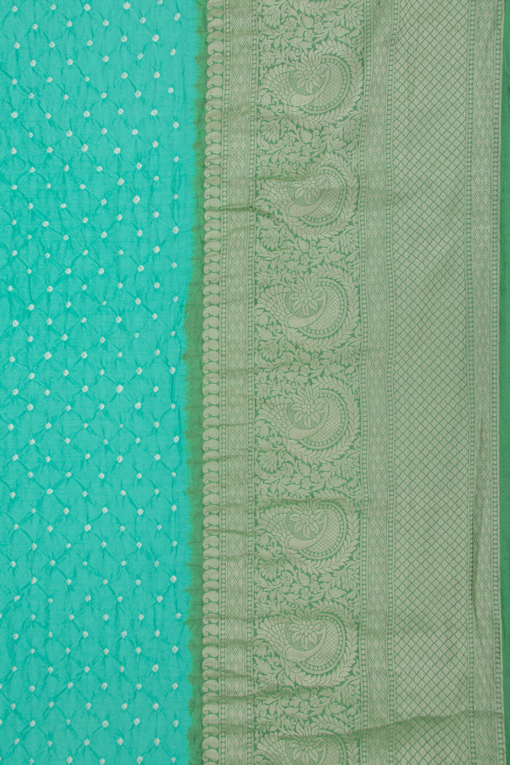 Chiniya Silk Bandhani Sea Green Saree