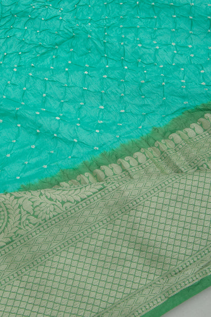 Chiniya Silk Bandhani Sea Green Saree