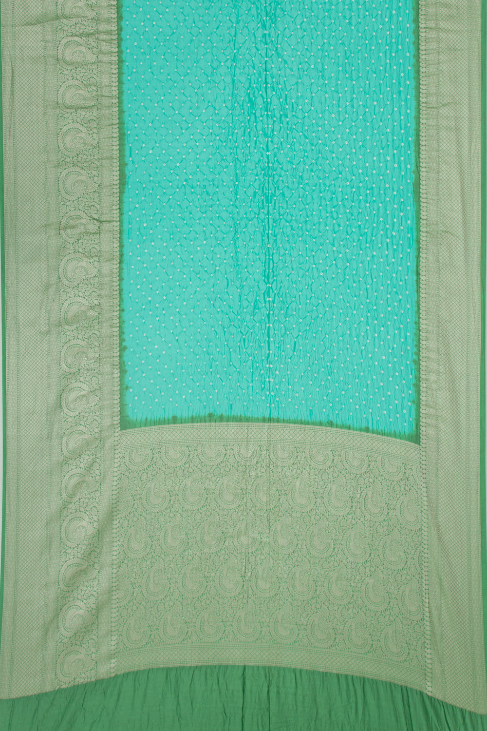 Chiniya Silk Bandhani Sea Green Saree