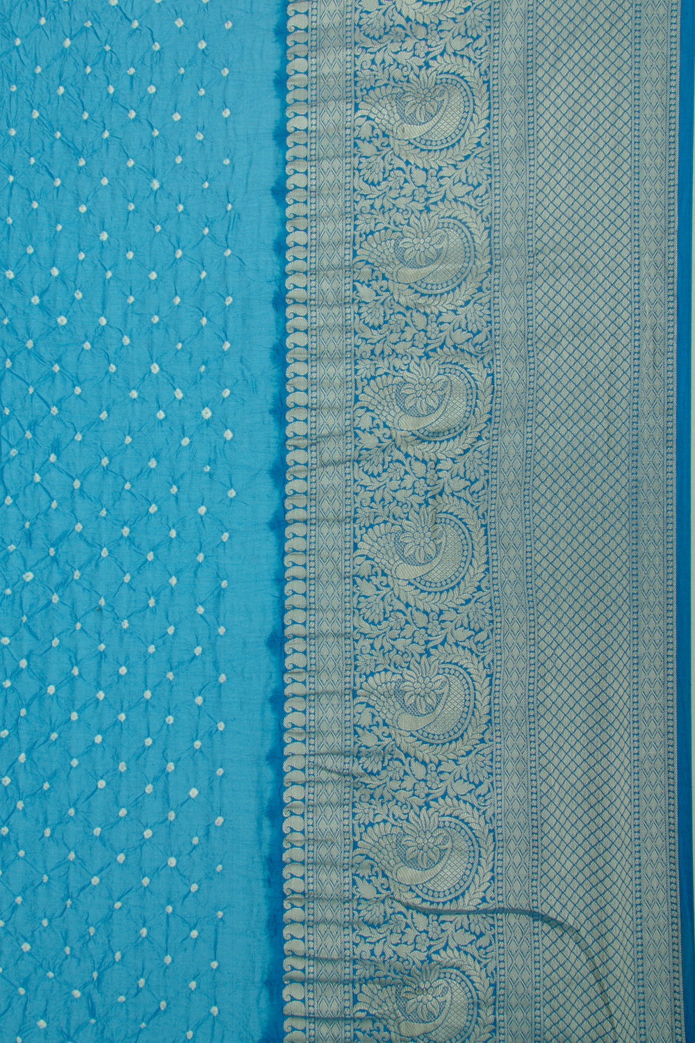 Chiniya Silk Bandhani Sky Blue Saree