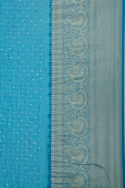 Chiniya Silk Bandhani Sky Blue Saree