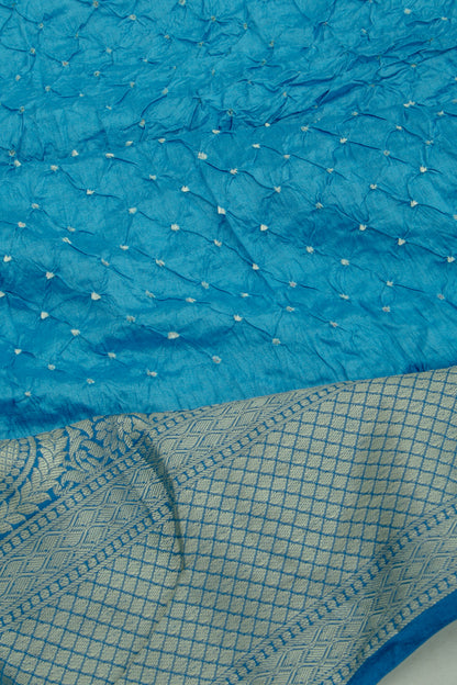 Chiniya Silk Bandhani Sky Blue Saree