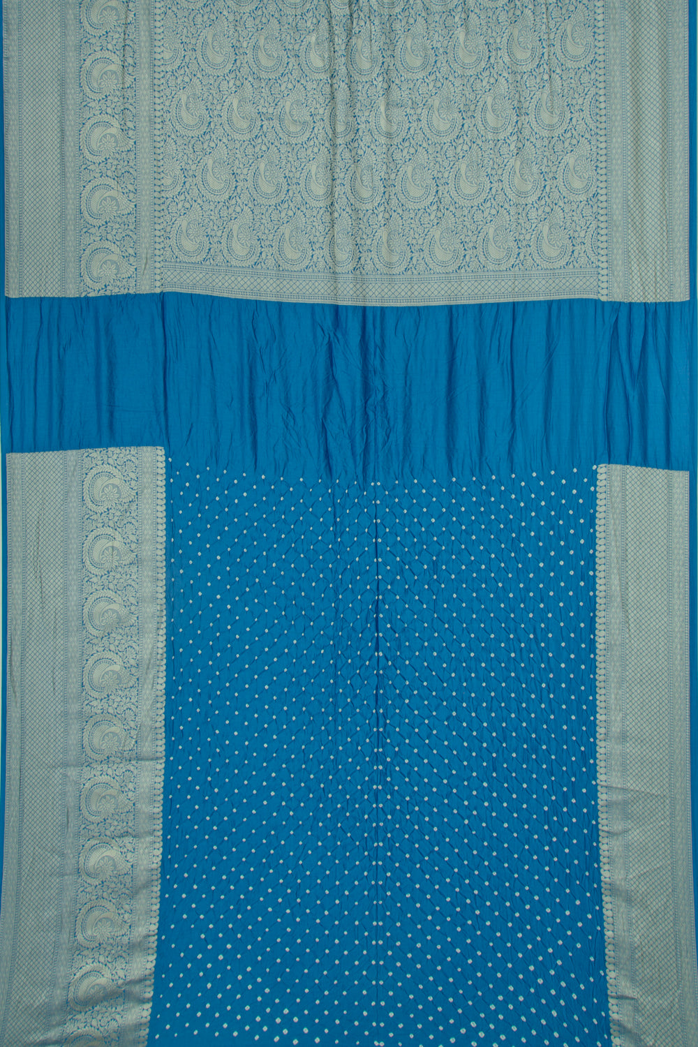 Chiniya Silk Bandhani Sky Blue Saree