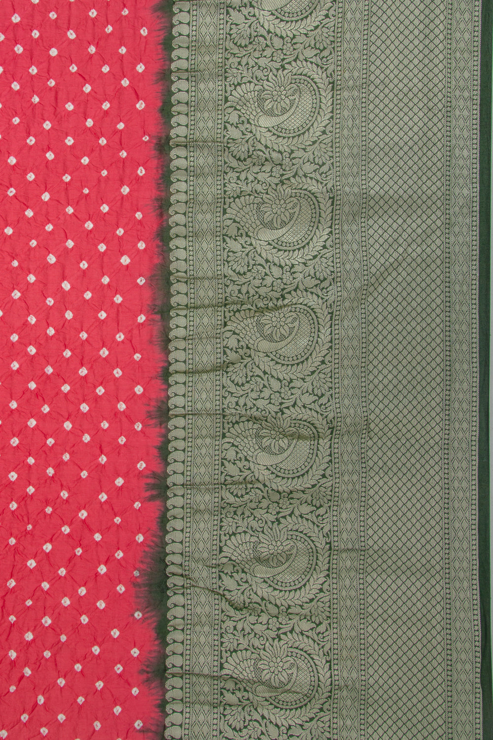 Chiniya Silk Bandhani Red Saree