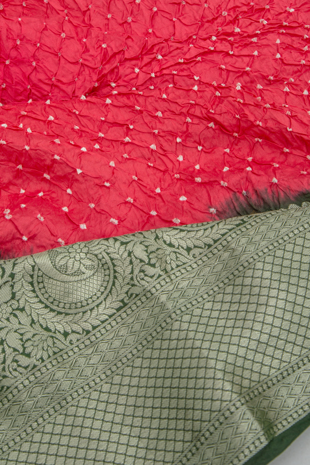 Chiniya Silk Bandhani Red Saree