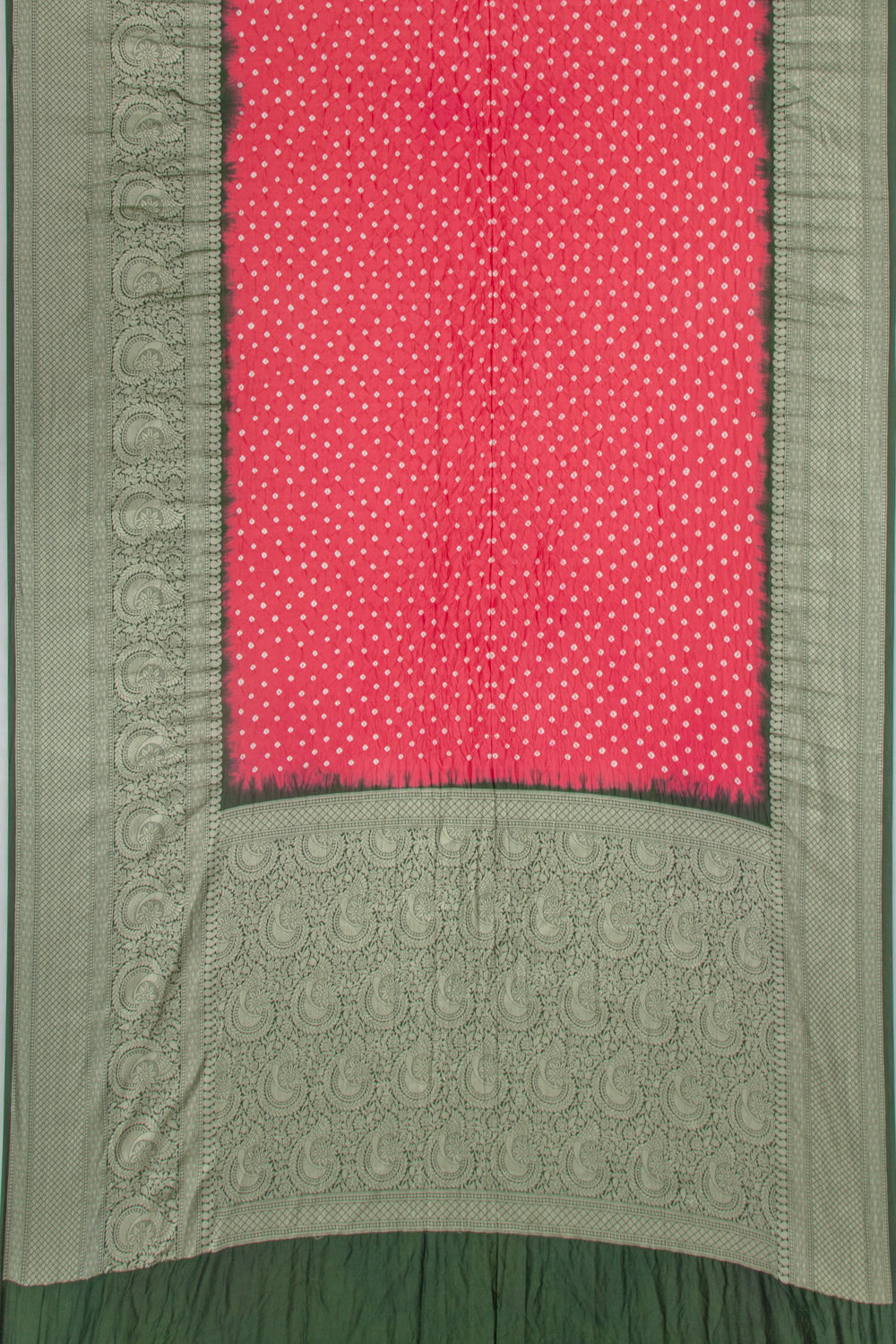 Chiniya Silk Bandhani Red Saree