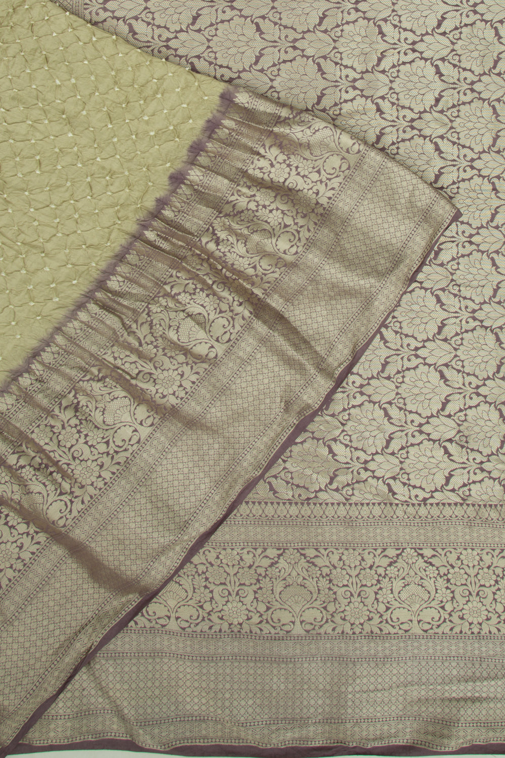 Chiniya Silk Bandhani Pastel Green Saree