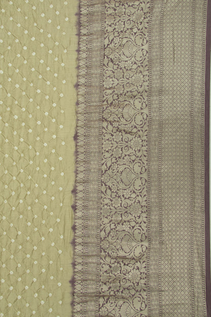 Chiniya Silk Bandhani Pastel Green Saree