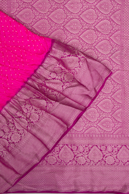 Chiniya Silk Bandhani Pink Saree