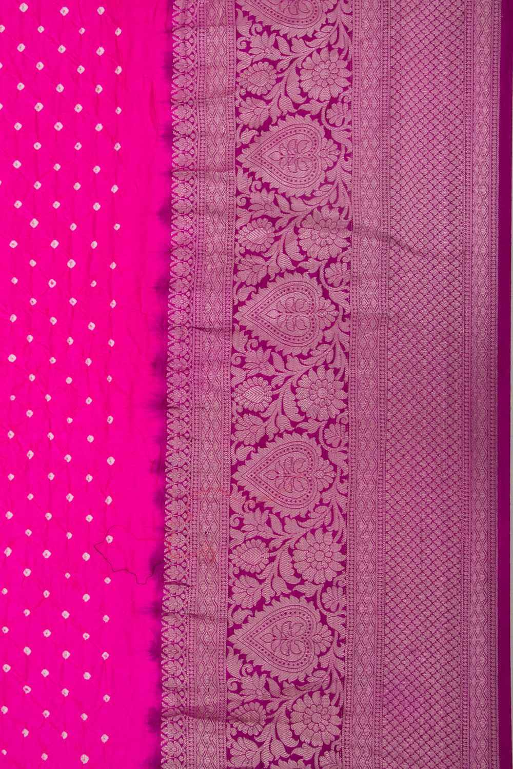 Chiniya Silk Bandhani Pink Saree