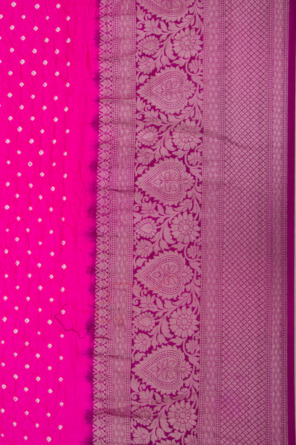 Chiniya Silk Bandhani Pink Saree