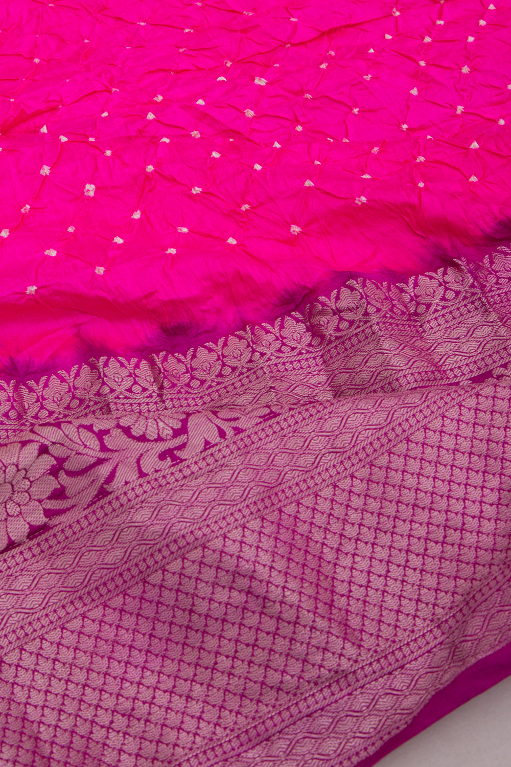 Chiniya Silk Bandhani Pink Saree