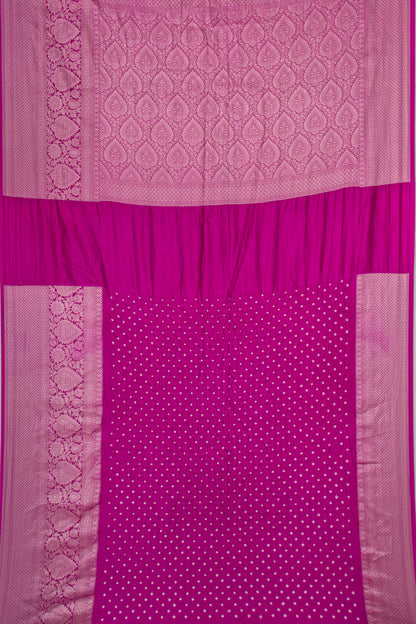 Chiniya Silk Bandhani Pink Saree