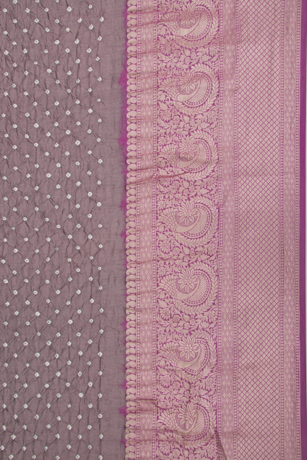 Chiniya Silk Bandhani Grey Saree