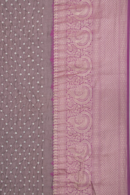 Chiniya Silk Bandhani Grey Saree