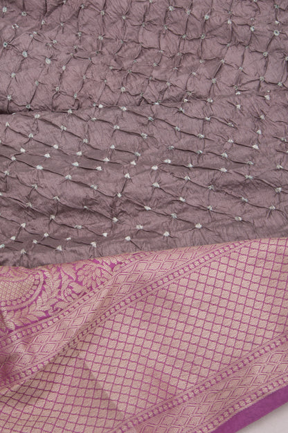 Chiniya Silk Bandhani Grey Saree