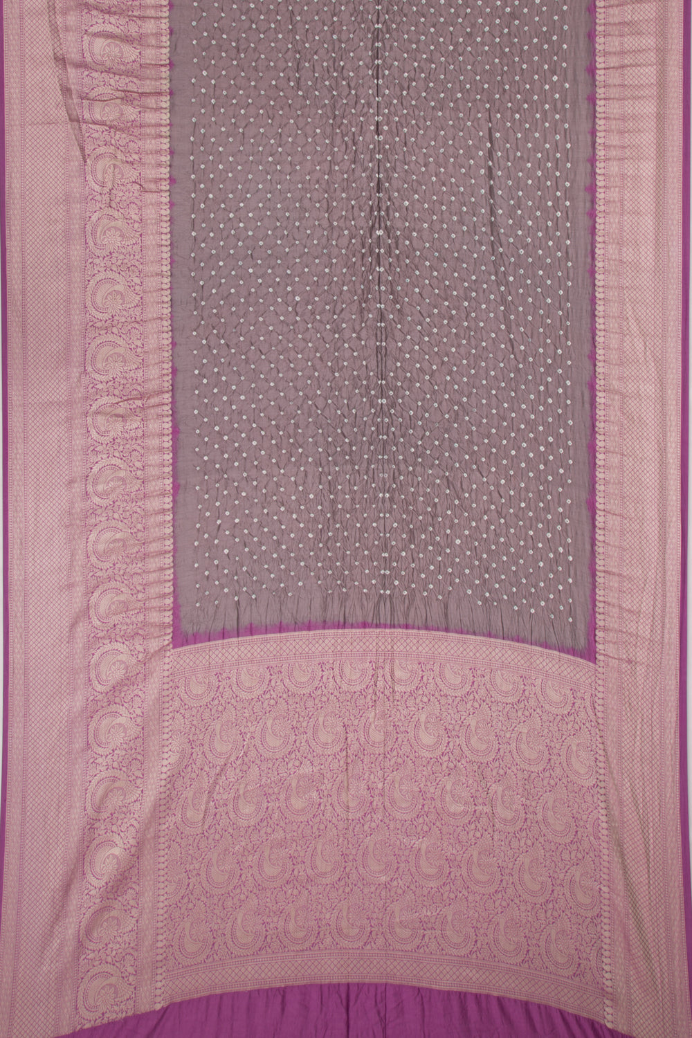 Chiniya Silk Bandhani Grey Saree