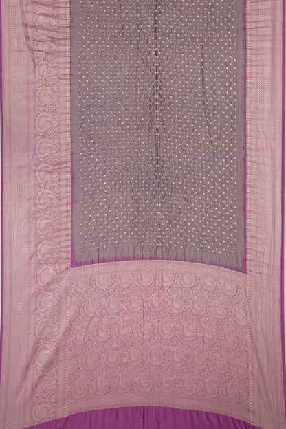 Chiniya Silk Bandhani Grey Saree