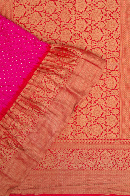 Chiniya Silk Bandhani Pink Saree