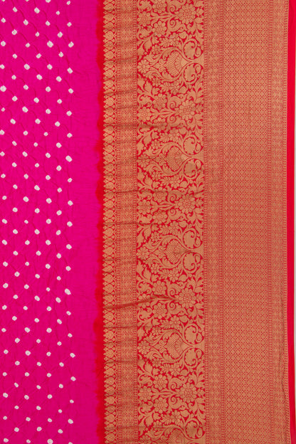 Chiniya Silk Bandhani Pink Saree