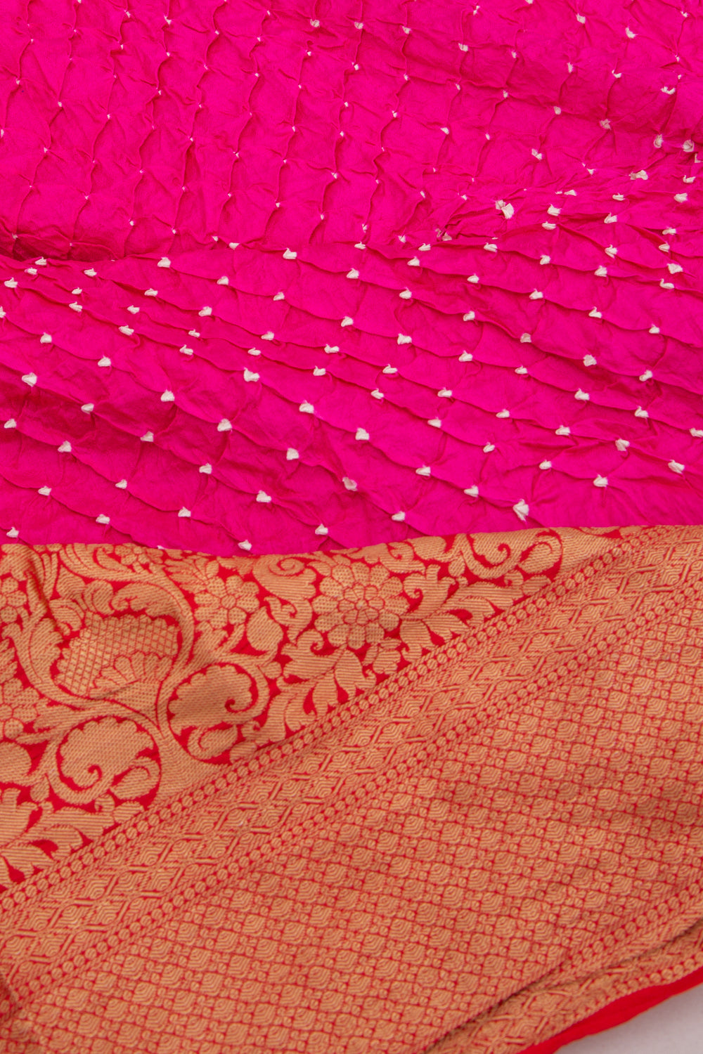 Chiniya Silk Bandhani Pink Saree